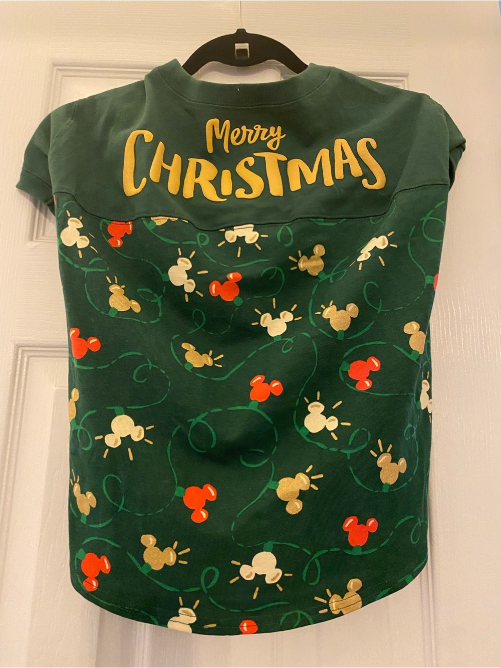 Disney XL Pets Spirit Jersey Dark Green Merry Christmas Mickey Head Logo Print